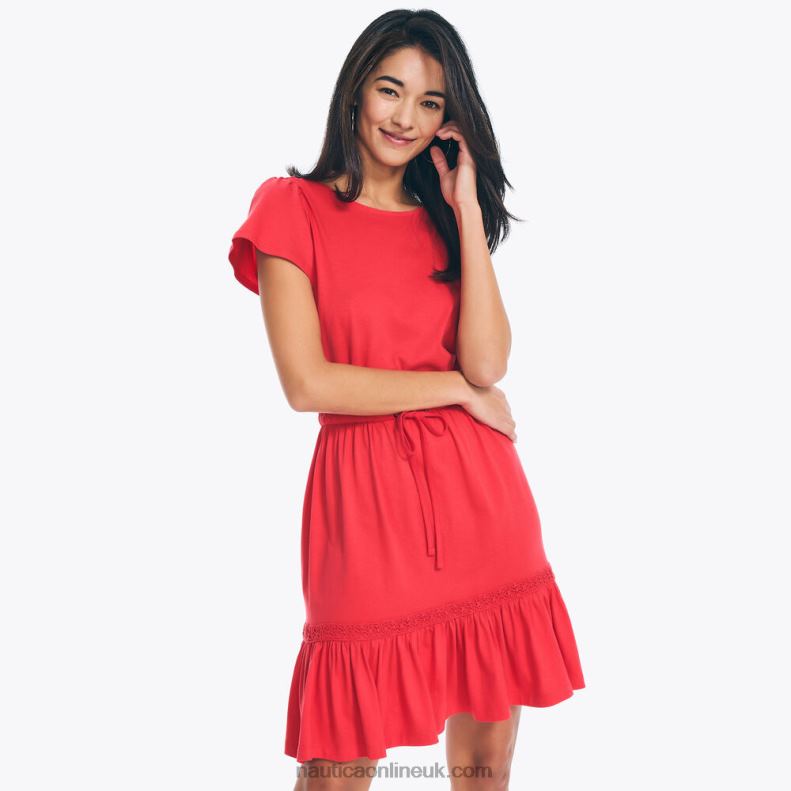 Nautica Sustainably Crafted Striped Criss-Cross Dress L6J4L738 Tomato Women