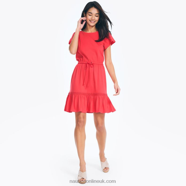 Nautica Sustainably Crafted Striped Criss-Cross Dress L6J4L738 Tomato Women