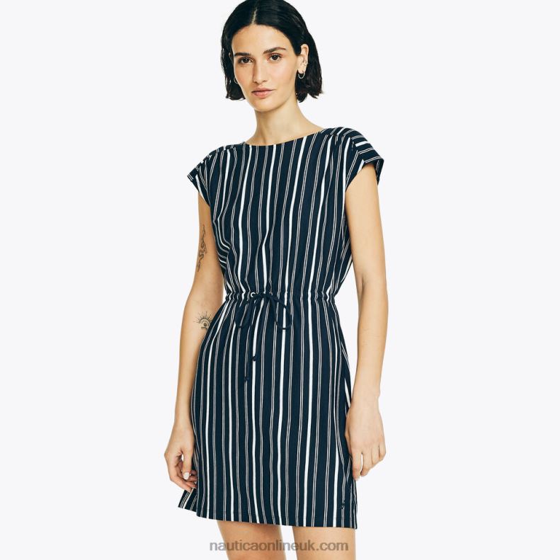 Nautica Sustainably Crafted Striped Criss-Cross Dress L6J4L844 Stellar Blue Heather Women