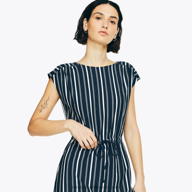 Nautica Sustainably Crafted Striped Criss-Cross Dress L6J4L844 Stellar Blue Heather Women