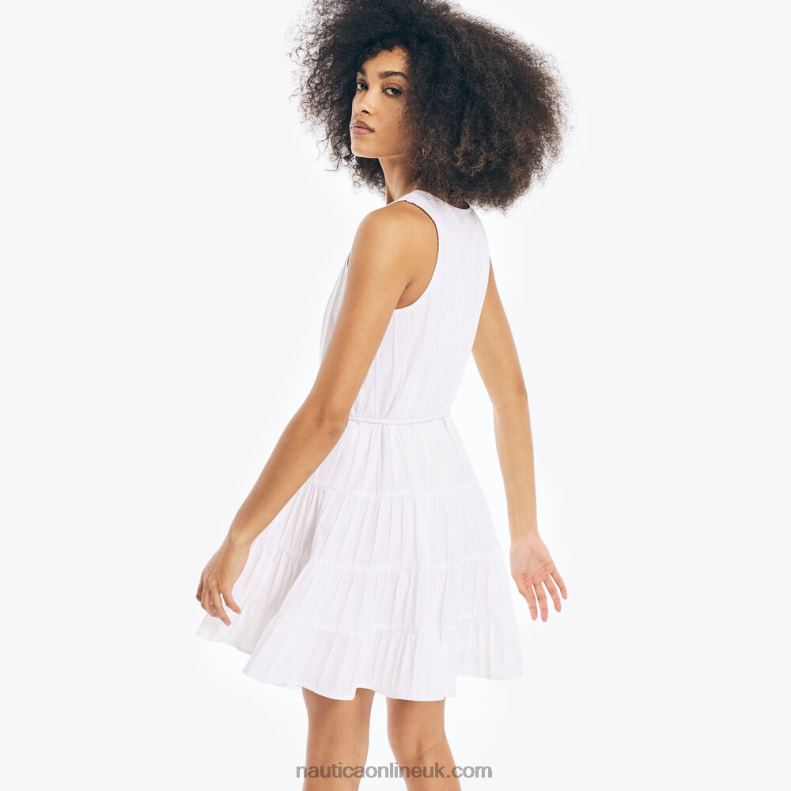 Nautica Textured V-Neck Sleeveless Dress L6J4L1031 Bright White Women