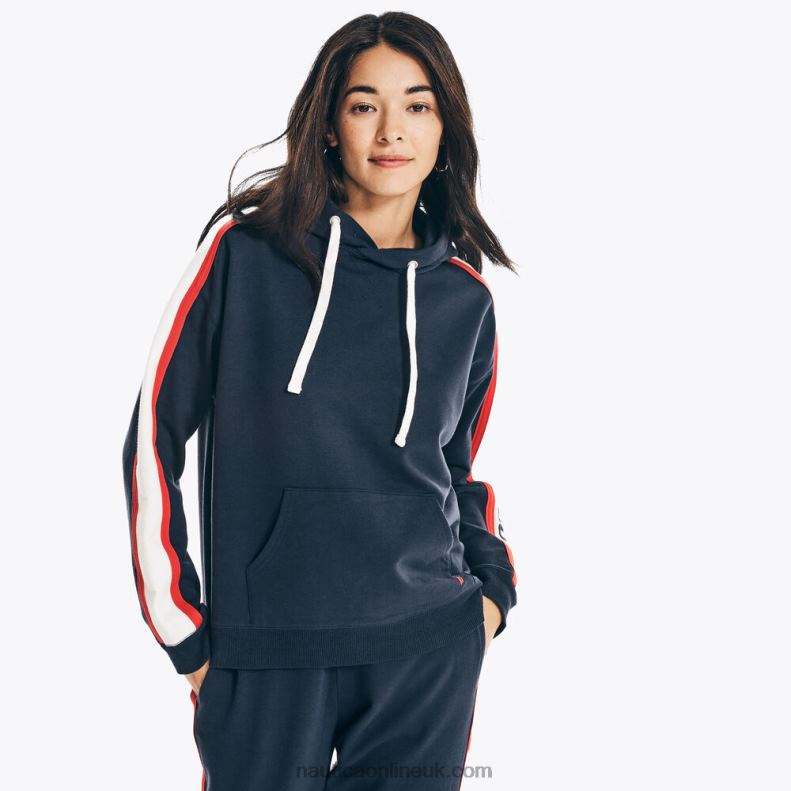 Nautica Colorblock Pullover Hoodie L6J4L747 Stellar Blue Heather Women