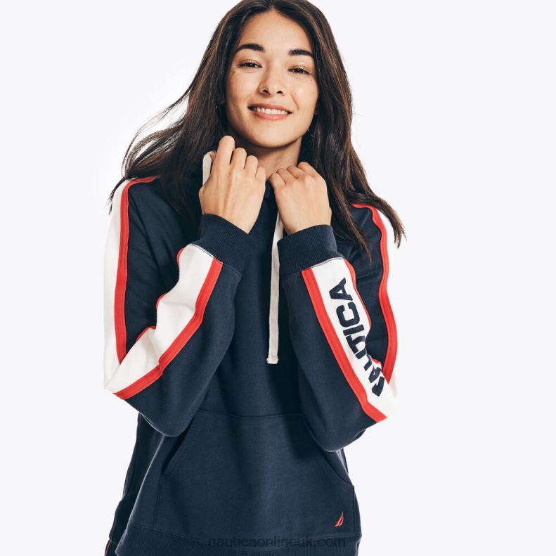 Nautica Colorblock Pullover Hoodie L6J4L747 Stellar Blue Heather Women