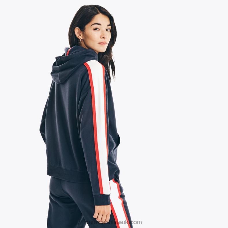 Nautica Colorblock Pullover Hoodie L6J4L747 Stellar Blue Heather Women