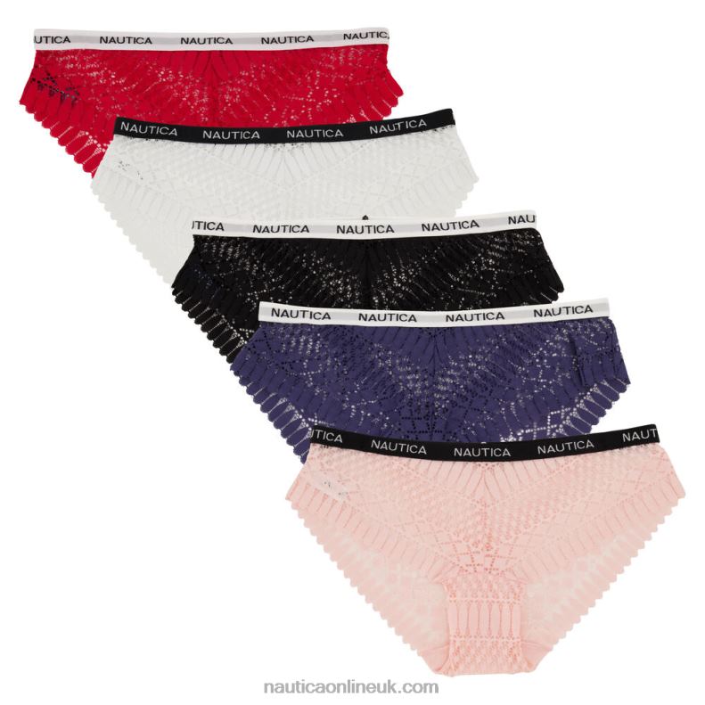Nautica Jacquard Lace Hipster Briefs 5-Pack L6J4L845 Black Women