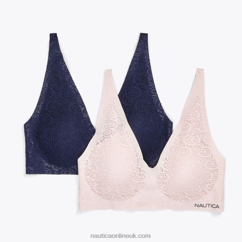 Nautica Lace Laser-Cut Logo Lounge Bra 2-Pack L6J4L1035 Workshirt Blue Women