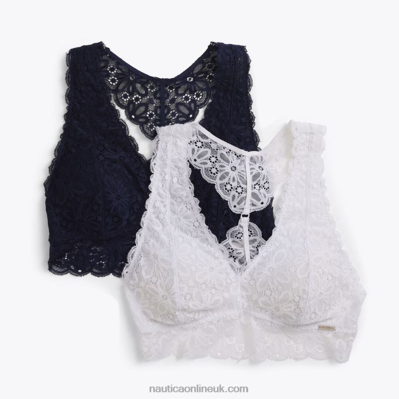 Nautica Lace Racerback Bralette 2-Pack L6J4L973 Antique White Wash Women