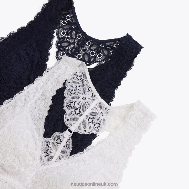 Nautica Lace Racerback Bralette 2-Pack L6J4L973 Antique White Wash Women