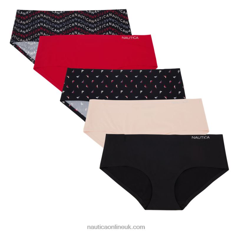 Nautica Laser-Cut Hipster Briefs 5-Pack L6J4L1032 Black Women