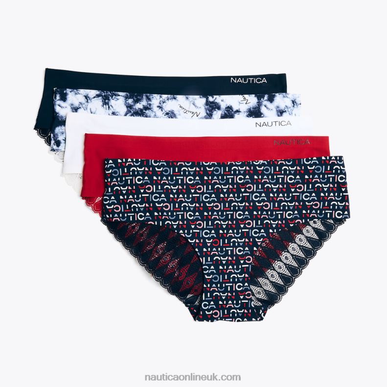 Nautica Laser-Cut Hipster Briefs 5-Pack L6J4L784 Workshirt Blue Women