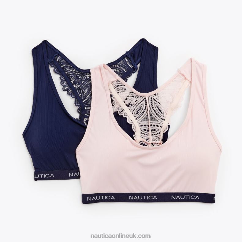 Nautica Laser-Cut Lace Racerback Bralette 2-Pack L6J4L892 Workshirt Blue Women