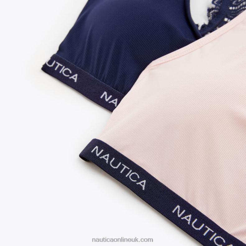 Nautica Laser-Cut Lace Racerback Bralette 2-Pack L6J4L892 Workshirt Blue Women
