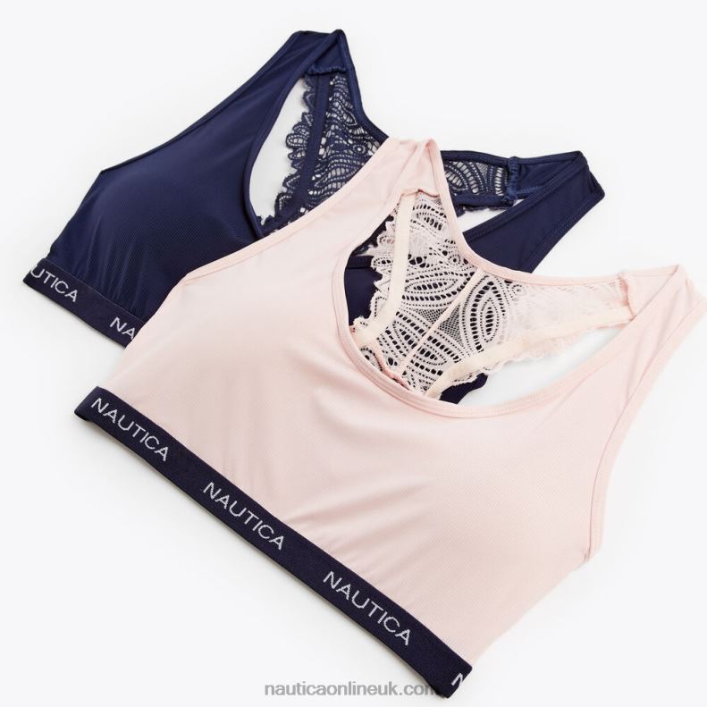 Nautica Laser-Cut Lace Racerback Bralette 2-Pack L6J4L892 Workshirt Blue Women