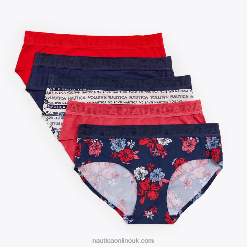 Nautica Laser-Cut Nylon Brief 5-Pack L6J4L1007 Workshirt Blue Women