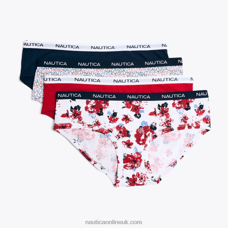 Nautica Logo Hipster Briefs 5-Pack L6J4L794 Antique White Wash Women