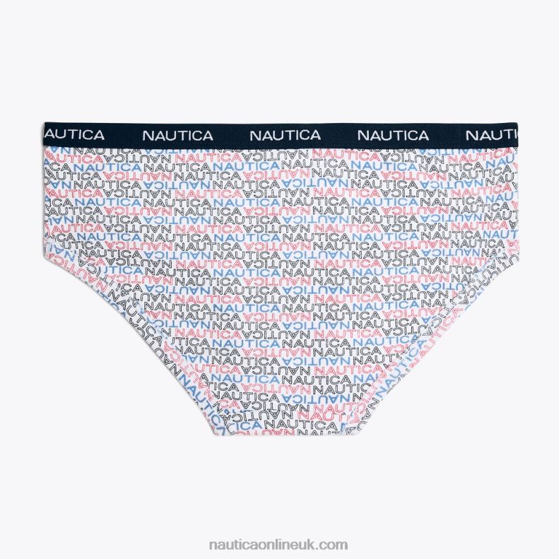 Nautica Logo Hipster Briefs 5-Pack L6J4L794 Antique White Wash Women