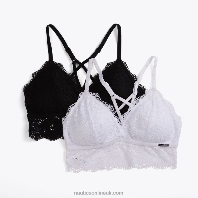 Nautica Longline Crossback Lace Bralette 2-Pack L6J4L850 Black Women