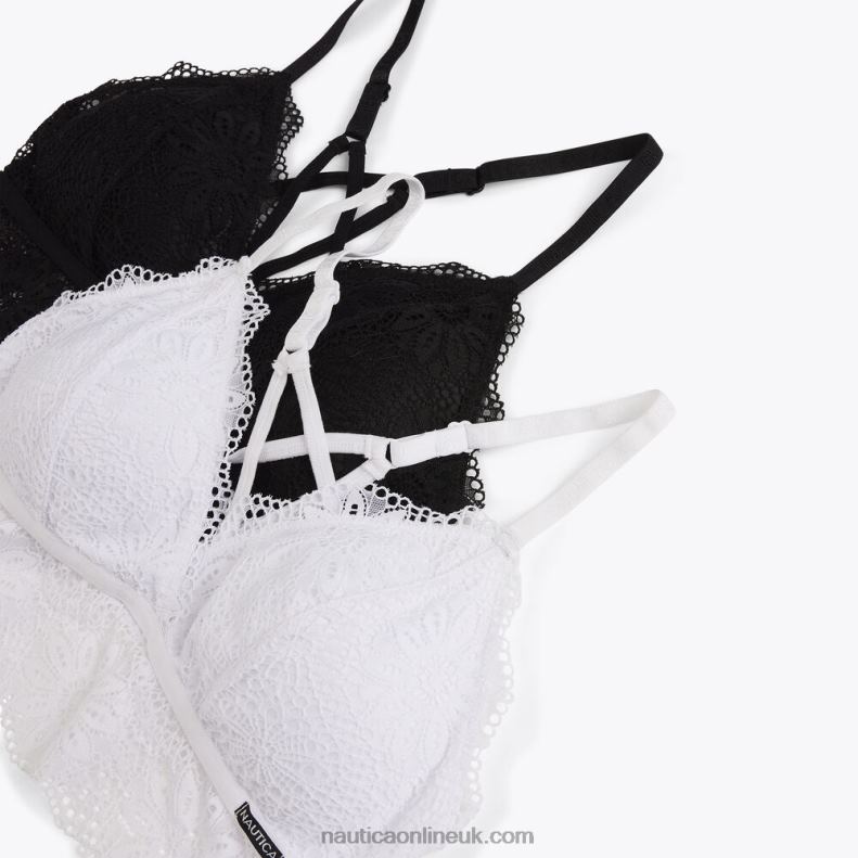 Nautica Longline Crossback Lace Bralette 2-Pack L6J4L850 Black Women
