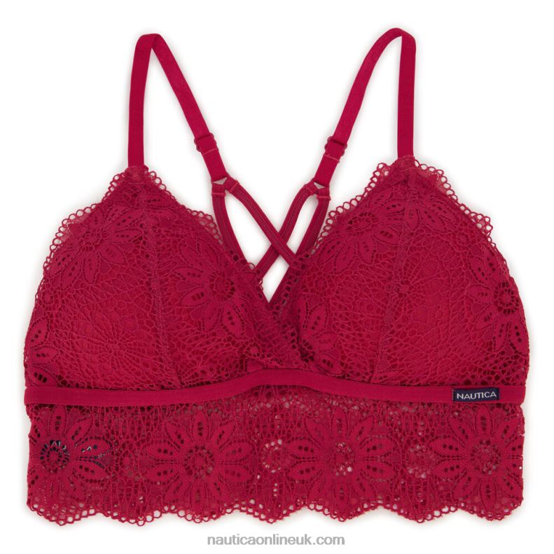 Nautica Longline Crossback Lace Bralettes 2-Pack L6J4L840 Glory Red Women