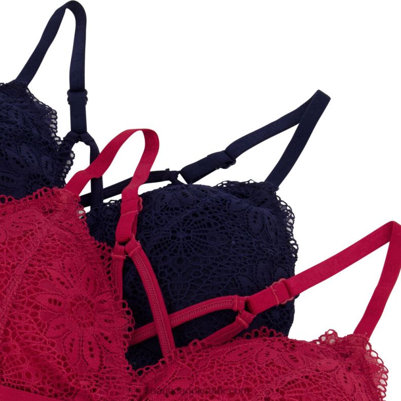 Nautica Longline Crossback Lace Bralettes 2-Pack L6J4L840 Glory Red Women