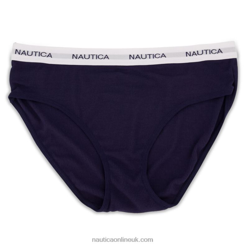 Nautica Ribbed Logo Hipster Briefs 5-Pack L6J4L809 Black Women
