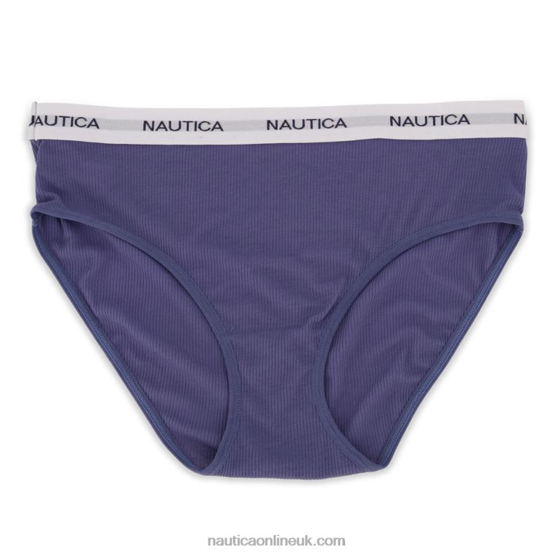 Nautica Ribbed Logo Hipster Briefs 5-Pack L6J4L809 Black Women