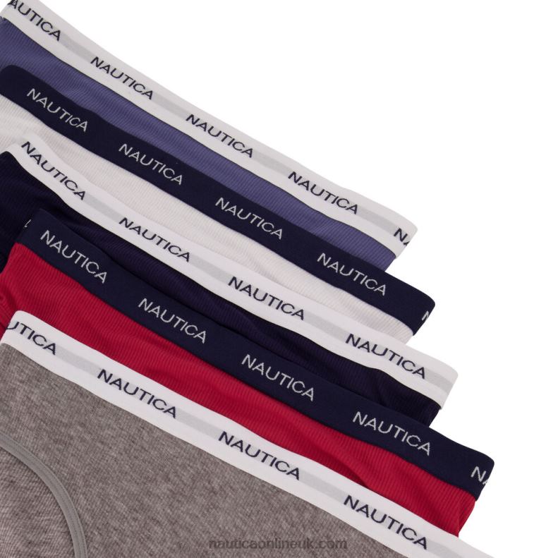Nautica Ribbed Logo Hipster Briefs 5-Pack L6J4L809 Black Women
