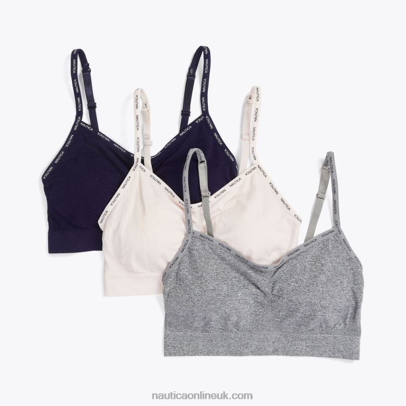 Nautica Seamless Logo Trim Bralette 3-Pack L6J4L833 Workshirt Blue Women