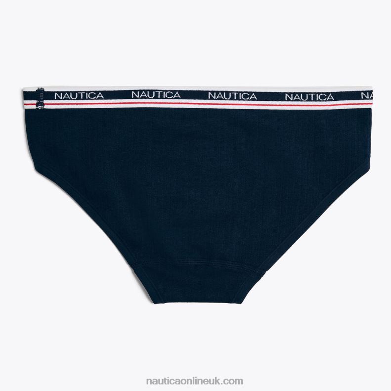 Nautica Seamless Ribbed Logo Bikini Briefs 5-Pack L6J4L783 Workshirt Blue Women