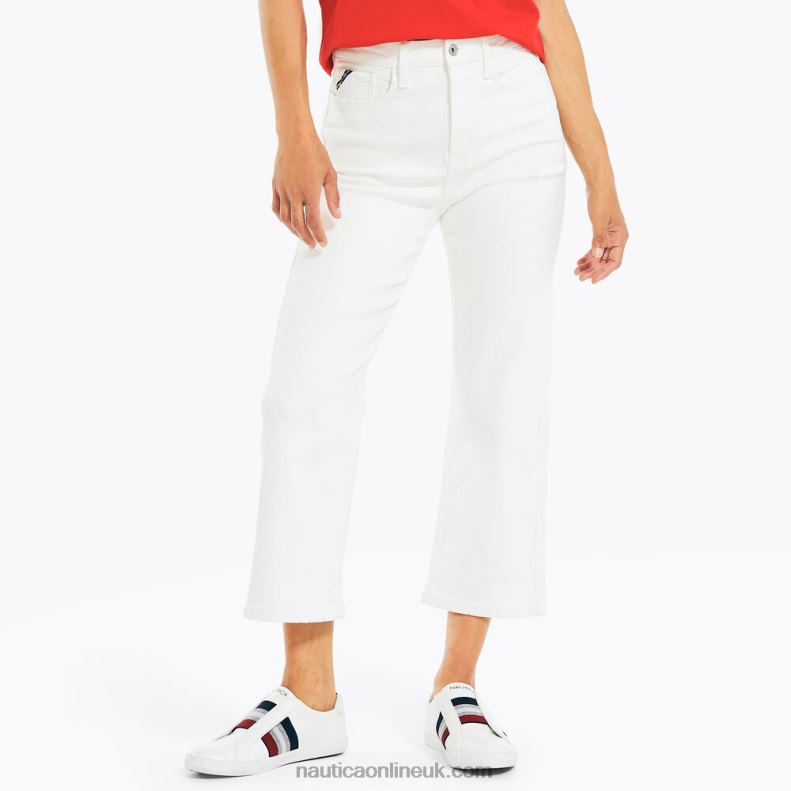 Nautica Jeans Co. High-Rise Wide Leg Crop Denim L6J4L1009 Sail White Women