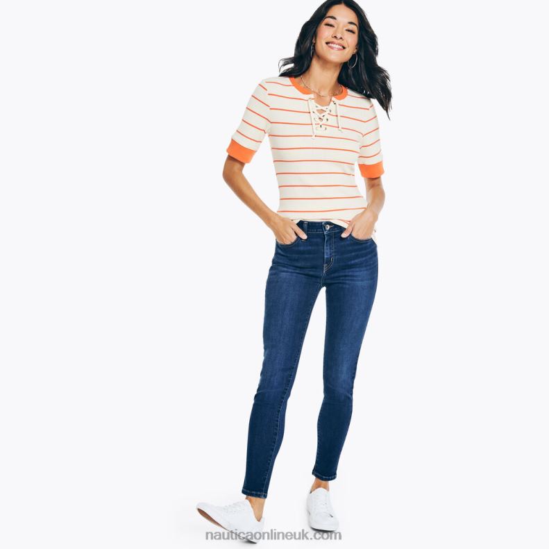 Nautica Jeans Co. True Flex Mid-Rise Skinny Denim L6J4L1049 Sapphire/Pitch Yellow Women