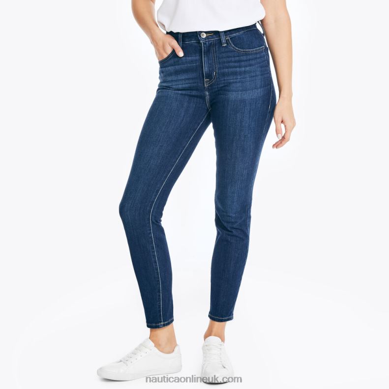 Nautica Sustainably Crafted True Flex High-Rise Curvy Fit Skinny Denim L6J4L773 Sapphire/Pitch Yellow Women