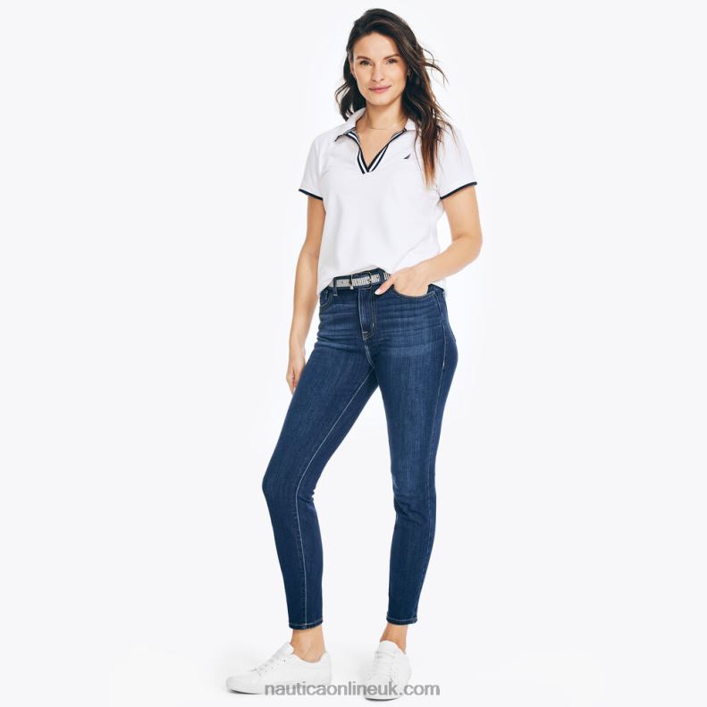 Nautica Sustainably Crafted True Flex High-Rise Curvy Fit Skinny Denim L6J4L773 Sapphire/Pitch Yellow Women