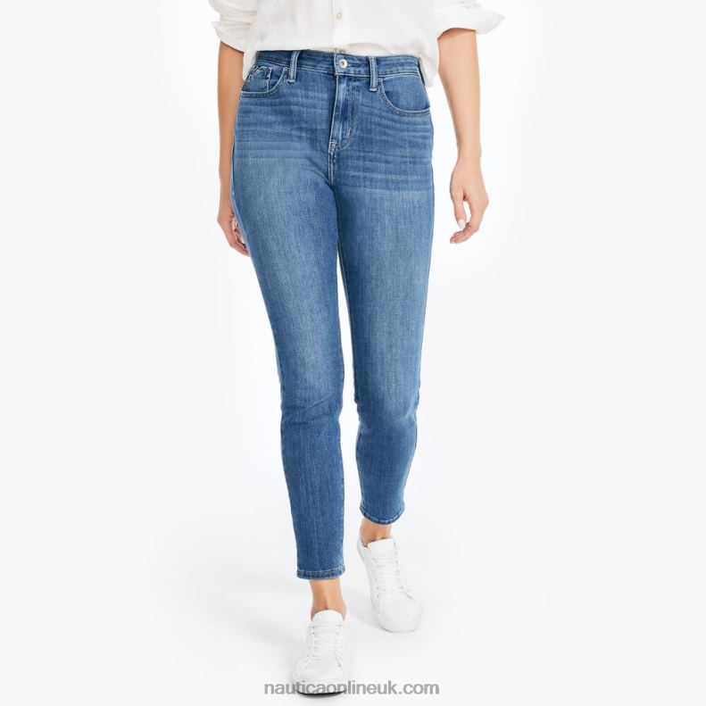 Nautica Sustainably Crafted True Flex High-Rise Curvy Fit Skinny Denim L6J4L774 Blue Indigo Heather Women