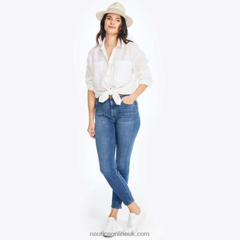 Nautica Sustainably Crafted True Flex High-Rise Curvy Fit Skinny Denim L6J4L774 Blue Indigo Heather Women