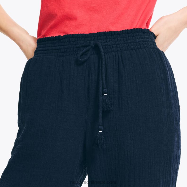 Nautica Smocked Cropped Pull-On Pant L6J4L1001 Stellar Blue Heather Women