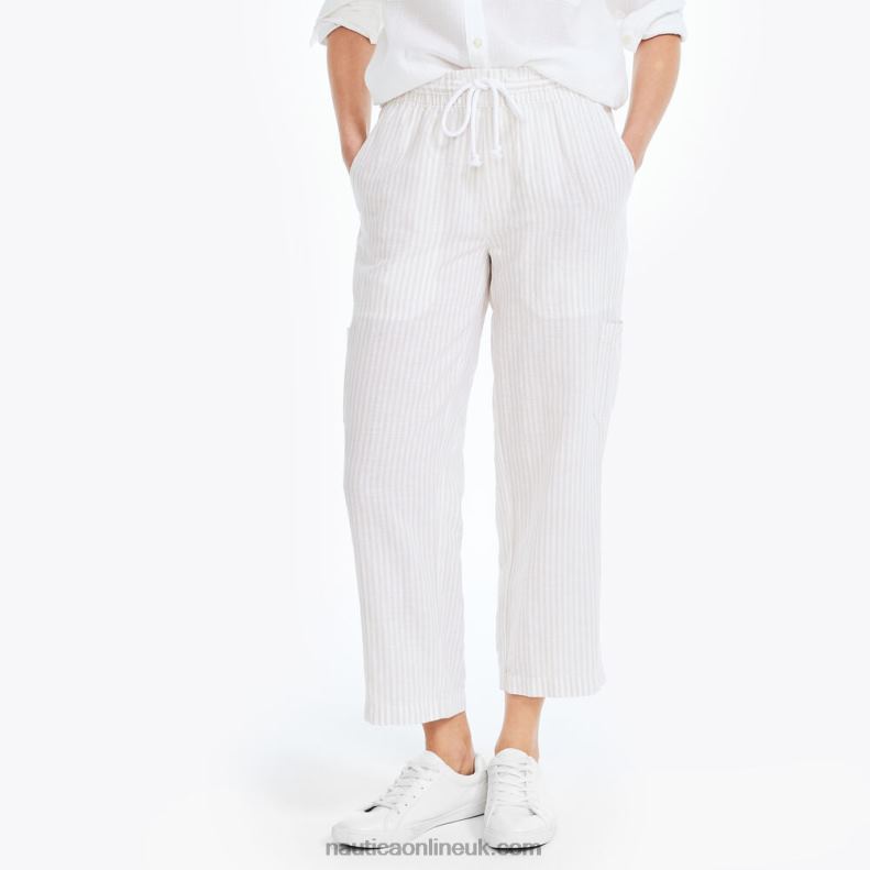 Nautica Sustainably Crafted Striped Pull-On Pant L6J4L735 White Cap Women