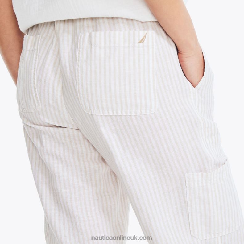 Nautica Sustainably Crafted Striped Pull-On Pant L6J4L735 White Cap Women