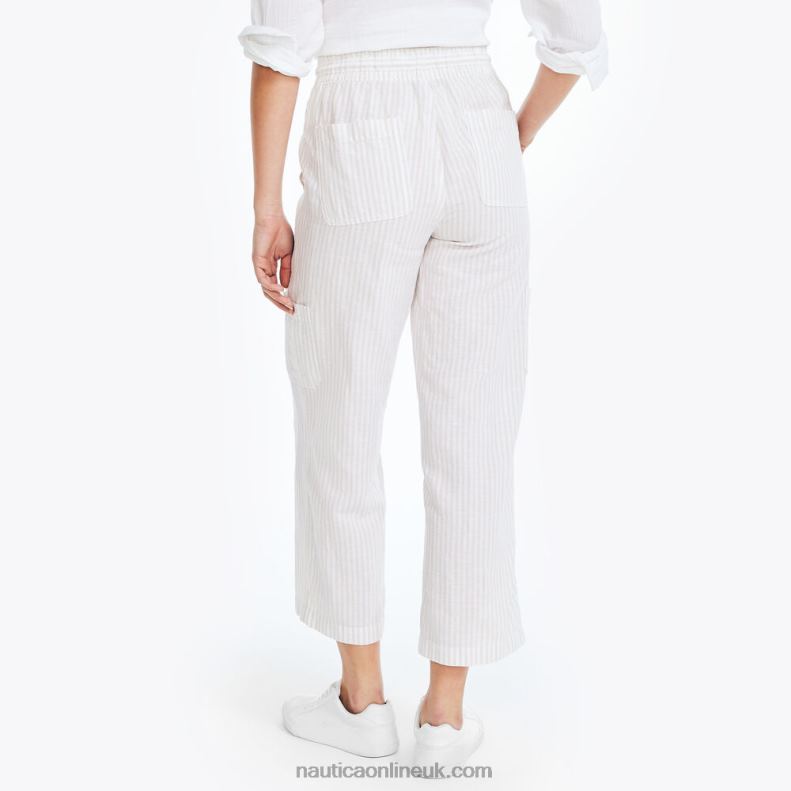 Nautica Sustainably Crafted Striped Pull-On Pant L6J4L735 White Cap Women