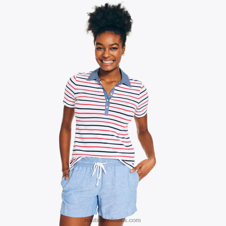 Nautica 5-Button Polo L6J4L750 Bright White Women