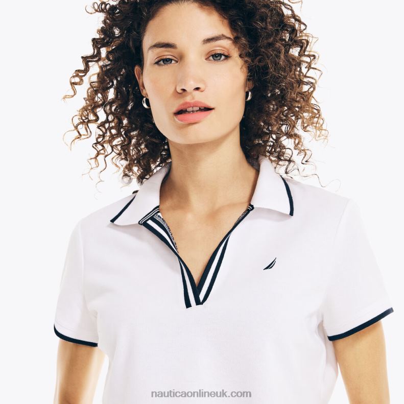 Nautica Sustainably Crafted Ocean Split-Neck Polo L6J4L734 Bright White Women