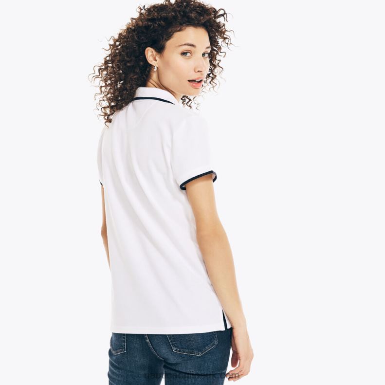 Nautica Sustainably Crafted Ocean Split-Neck Polo L6J4L734 Bright White Women