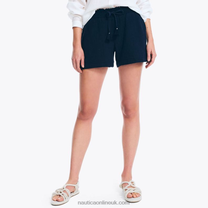 Nautica 4.5" Pull-On Smocked Short L6J4L939 Stellar Blue Heather Women