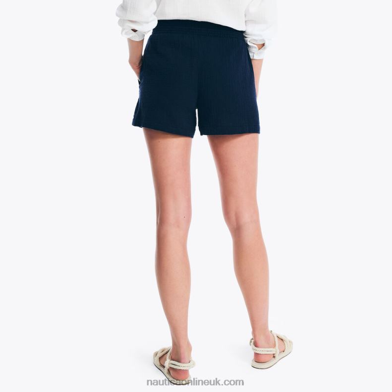 Nautica 4.5\" Pull-On Smocked Short L6J4L939 Stellar Blue Heather Women