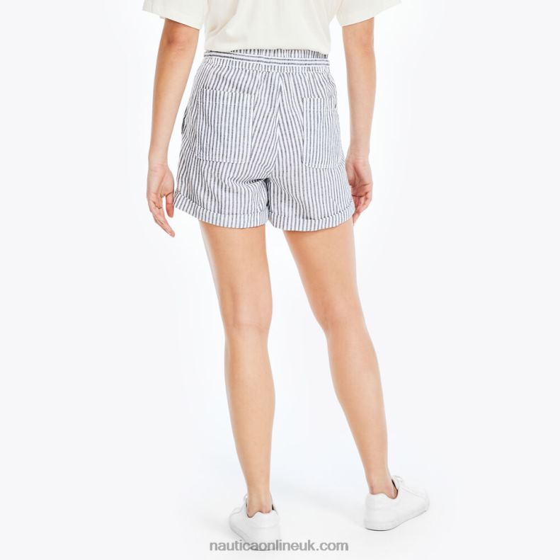 Nautica 4.5\" Sustainably Crafted Pull-On Striped Short L6J4L766 Stellar Blue Heather Women