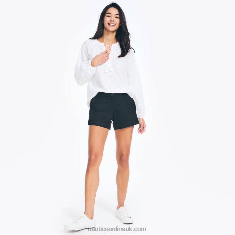 Nautica 4\" Stretch-Twill Short L6J4L733 True Black Women