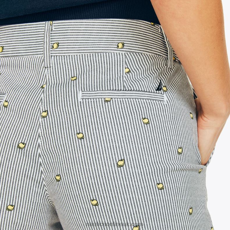 Nautica 6\" Stretch-Twill Printed Short L6J4L958 Bright White Women
