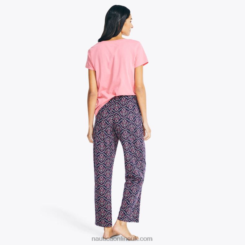 Nautica Printed Pajama Pant Set L6J4L781 Sapphire/Pitch Yellow Women