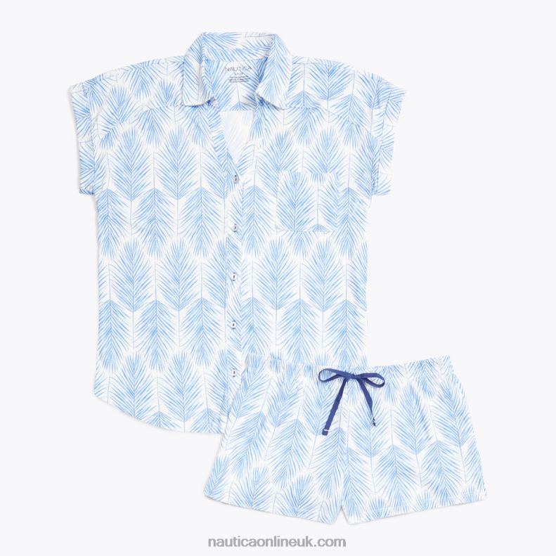 Nautica Printed Pajama Short Set L6J4L879 Bright White Women