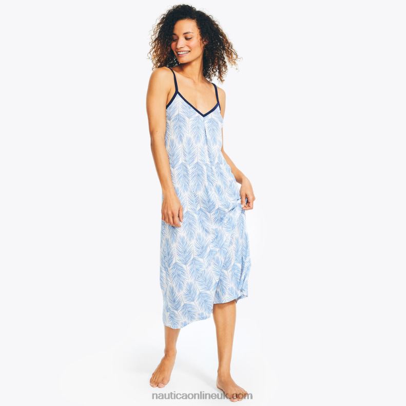 Nautica Printed Sleep Dress L6J4L1000 Bright White Women